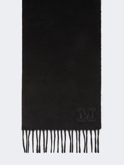 Max Mara Monogram-embroidered Camel Stole In Black