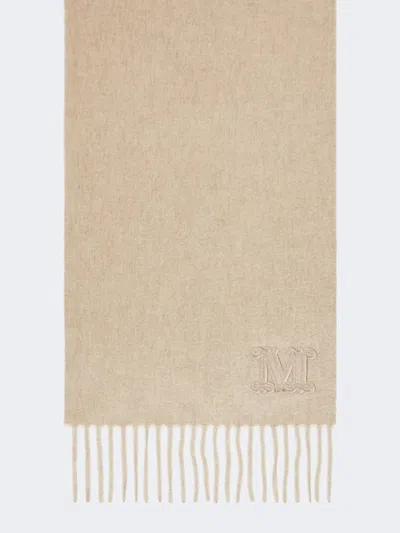 Max Mara Monogram-embroidered Cashmere Stole In Beige