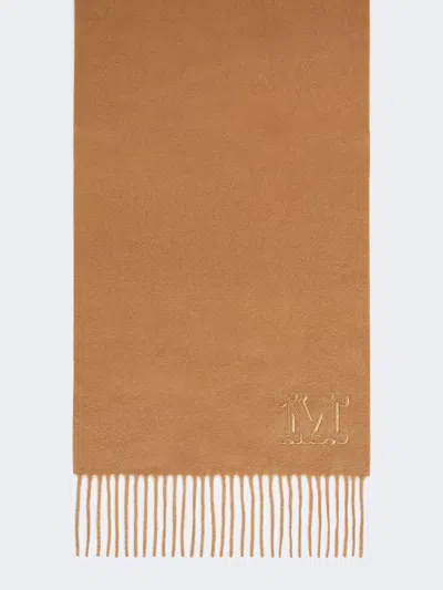 Max Mara Monogram-embroidered Cashmere Stole In Beige