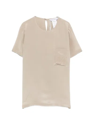 Max Mara Monogram-embroidered T-shirt In Neutral