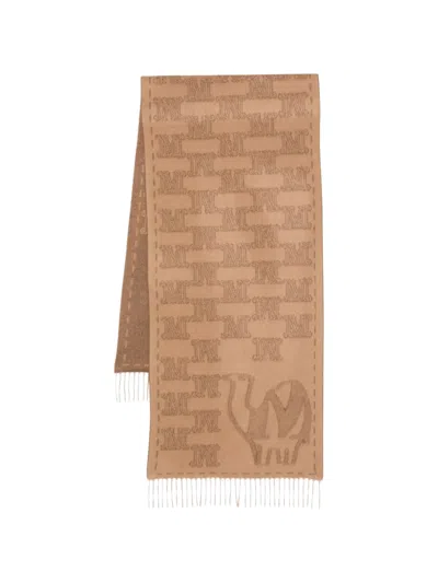Max Mara Monogram-jacquard Fringed Scarf In Multi