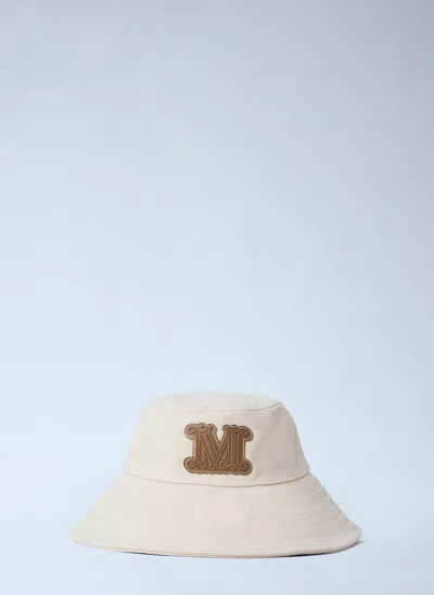 Max Mara Monogrammed Bucket Hat In Neutral