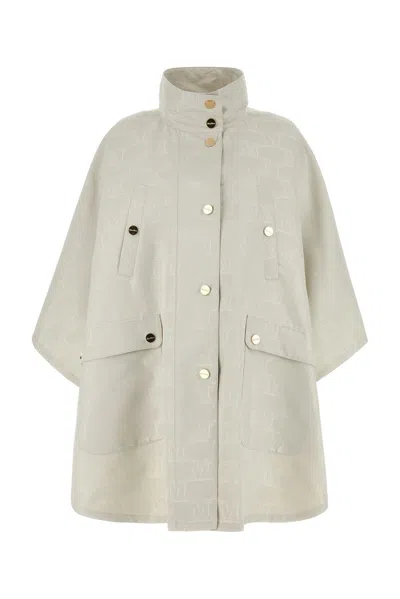 Max Mara Monogrammed Button-up Coat In White