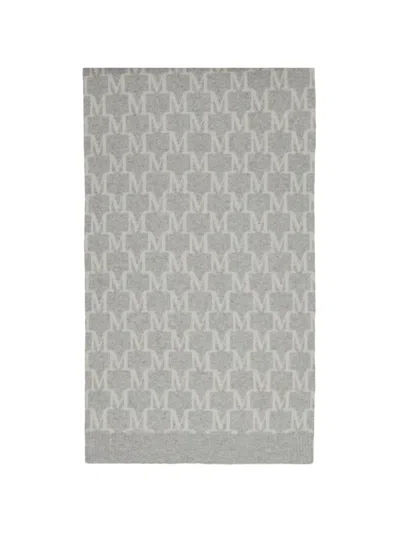 Max Mara Monogram-pattern Cashmere Scarf In Gray