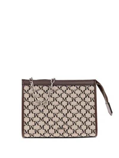 Max Mara Monogram-pattern Clutch Bag In Orange