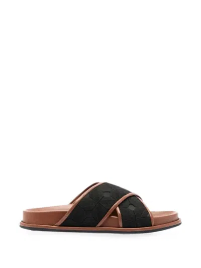 Max Mara Monogram-pattern Crossover-strap Sandals In Black