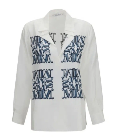 Max Mara Monogram-print Silk Blouse In Multi