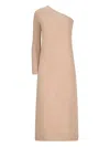 Max Mara Monospalla One-shoulder Ribbed Knit Maxi Dress In Pink