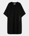 Max Mara Long Cape In Cashmere Drap In Black