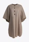 Max Mara Cashmere Midi Length Cape Featuring Pockets In Multi