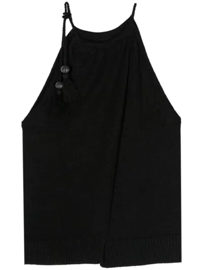 Max Mara Moriana Linen Knitted Top In Black