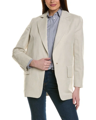 Max Mara Mosa Linen-blend Jacket In White