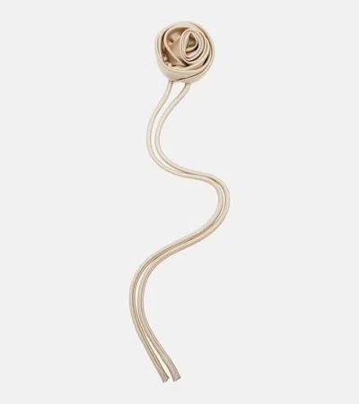 Max Mara Moschea Floral-appliqué Satin Brooch In Gold
