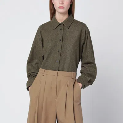 Max Mara Moss Green Shirt In Wool Felt