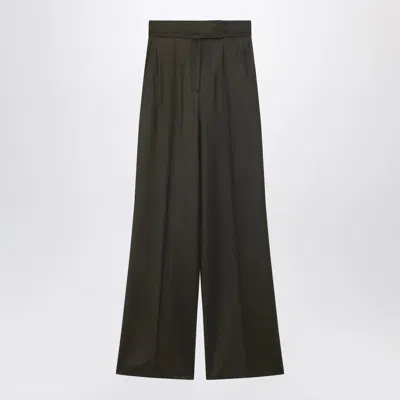 Max Mara Moss Green Wide-leg Wool Trousers