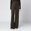 Max Mara Moss Green Wide-leg Wool Trousers In Green