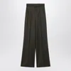 Max Mara Moss Green Wideleg Wool Trousers In Black