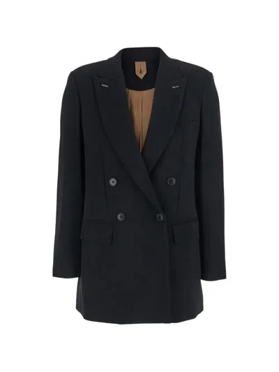 Max Mara Mosso Double-breasted Contrast-stitch Blazer In Black