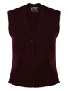 Max Mara Ribbed Sleeveless Cardigan In Brown