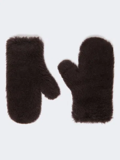 Max Mara Moufles En Tissu Teddy D'alpaga Et Laine In Brun