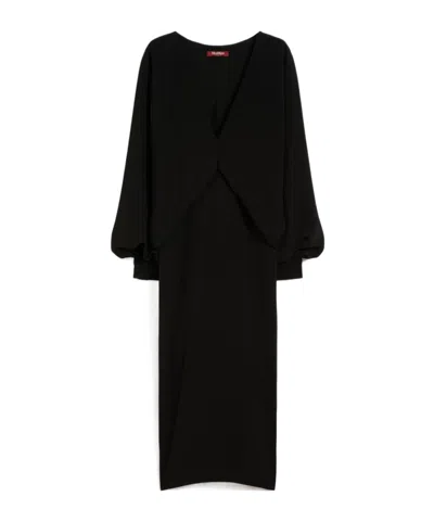 Max Mara Studio Mseaccento V-neck Dress In Black