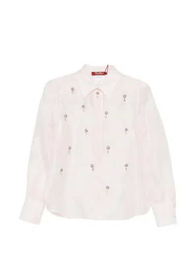 Max Mara Mseagi Embellished Long-sleeve Shirt In White