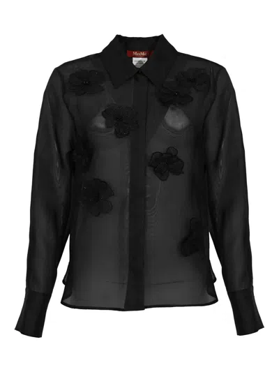 Max Mara Mseagi Shirt In Black Silk Organza
