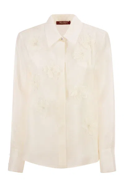 Max Mara Mseagi - Silk Organza Shirt In Neutral