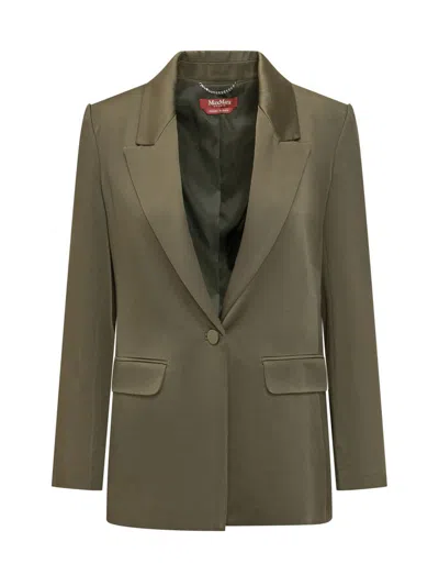 Max Mara Notched Lapel Blazer In Green