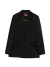 Max Mara Studio Silk-effect Single-breasted Jacket With Side Pockets In Black