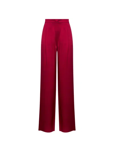 Max Mara Msealpaca Satin-effect Palazzo Pants In Red