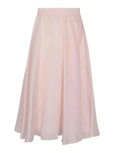 Max Mara Msecalle Full Skirt In Pink Silk Organza