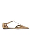 Max Mara Metallic Pointed-toe Ballet Flats In Bronze