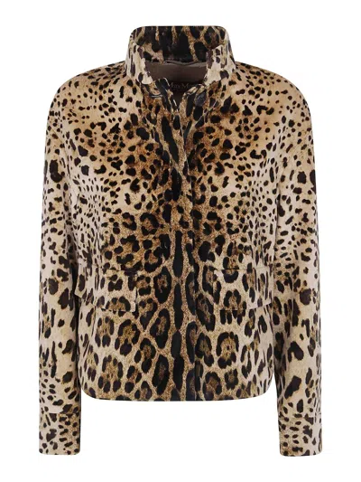 Max Mara Mst Edro Leopard Velvet Jacket In Animal Print
