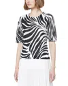 Max Mara White Animal Print Crew Neck Top In Multi