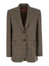 Max Mara Check-pattern Single-breasted Blazer In Brown