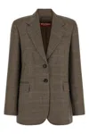 Max Mara Check-pattern Single-breasted Blazer In Brown