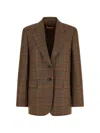 Max Mara Mstalca Check-pattern Wool Blazer In Burgundy