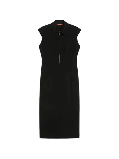 Max Mara Mstalga Collared Zip-fastening Midi Dress In Black