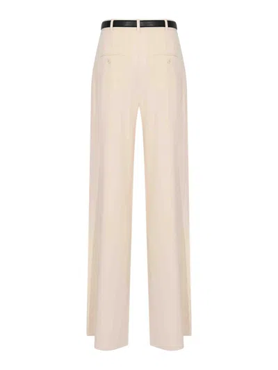 Max Mara Mstamico Cady Trousers With Beige Belt In Neutral