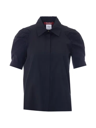 Max Mara Mstamore Ruched-sleeve Shirt In Black