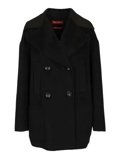 Max Mara Mstarca Wool-cashmere Double Breasted Caban Coats Black