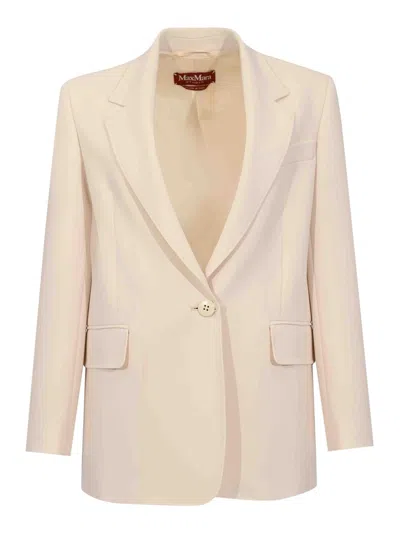 Max Mara Mstbosco Single-breasted Blazer In Beige Cady In Neutral