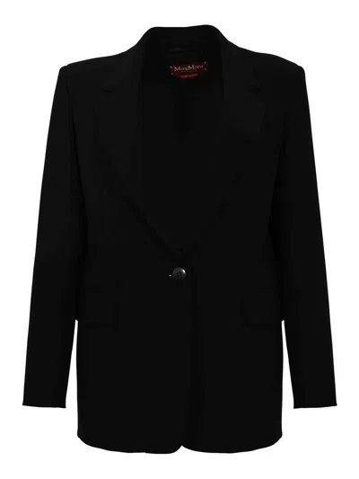 Max Mara Mstbosco Single-breasted Blazer In Black Cady