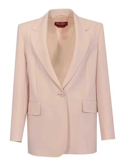 Max Mara Mstbosco Single-breasted Blazer In Pink Cady