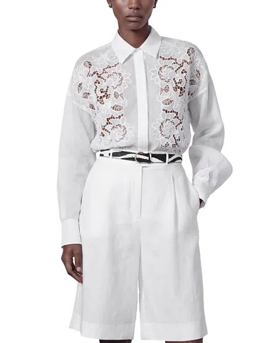 Max Mara Mstcali Ramie Canvas Shirt In White