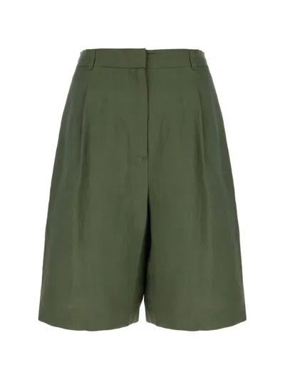 Max Mara Mstcaravan Pleated Shorts In Green