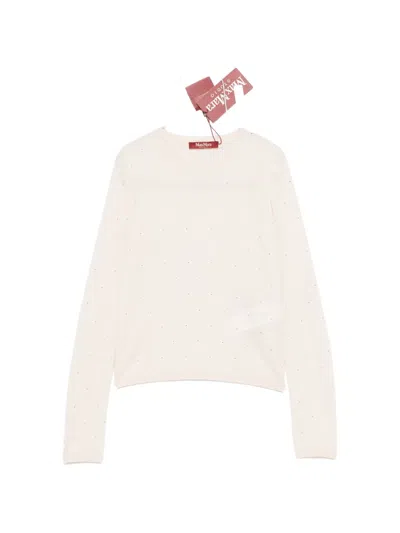 Max Mara Mstcelebre Crystal-embellished Polka-dot T-shirt In Neutral