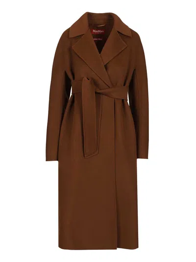 Max Mara Mstcles Wool-silk-cashmere Vestaglia Coat Coats Brown