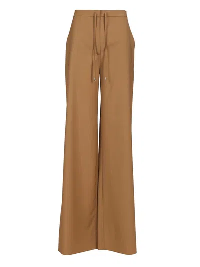 Max Mara Mstcorone Wool Stretch Coulisse Jogging Pants Trousers Beige In Brown